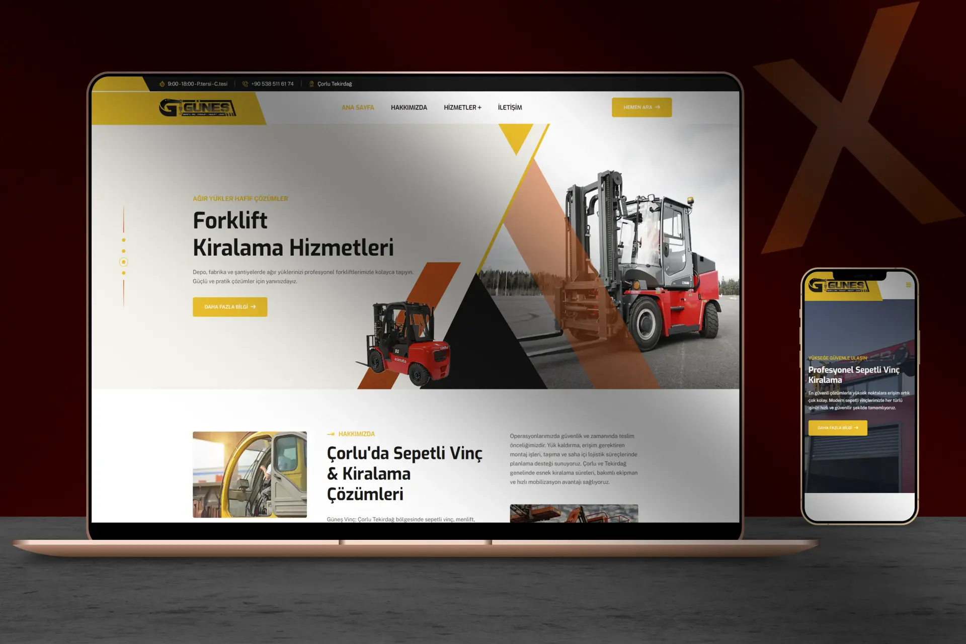 Güneş Vinç Web Sitesi Tasarımı | PixoraCo Çorlu